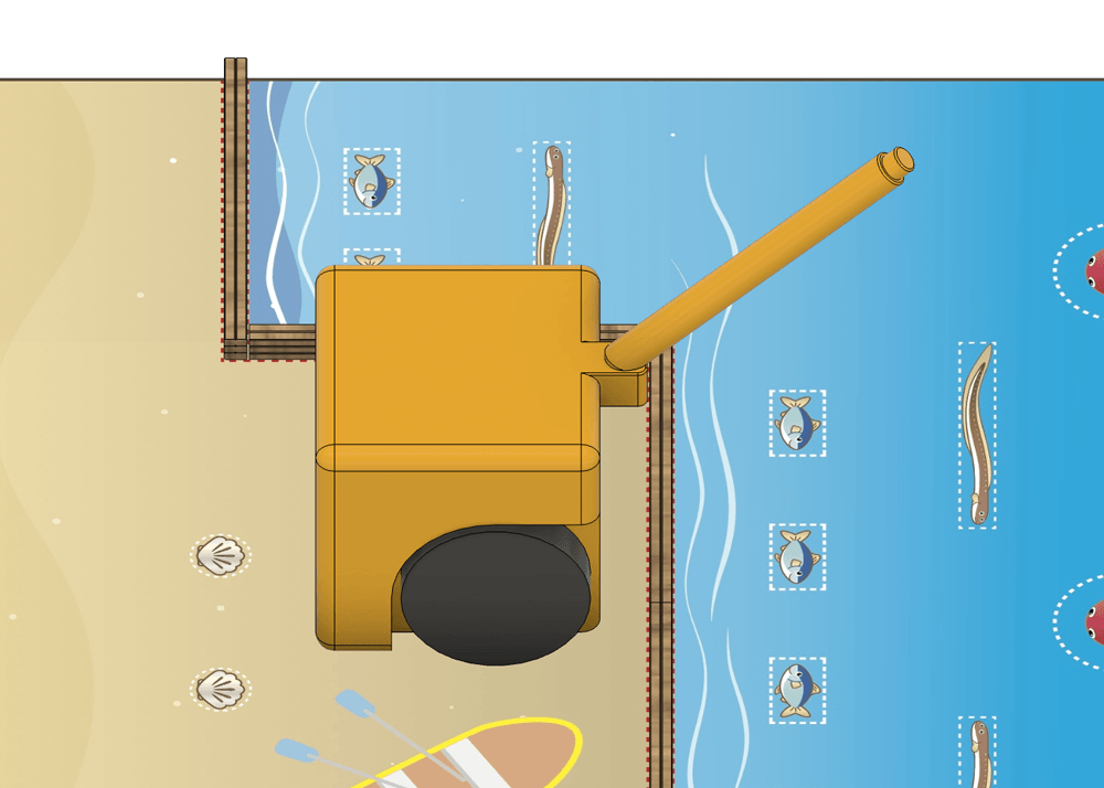 海ゾーンの上空にロボットの一部がある図5-2