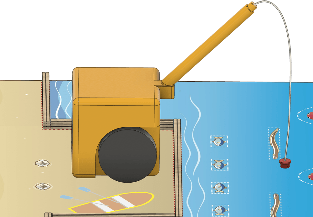 海ゾーンの床面にロボットの磁石がふれている図6-2