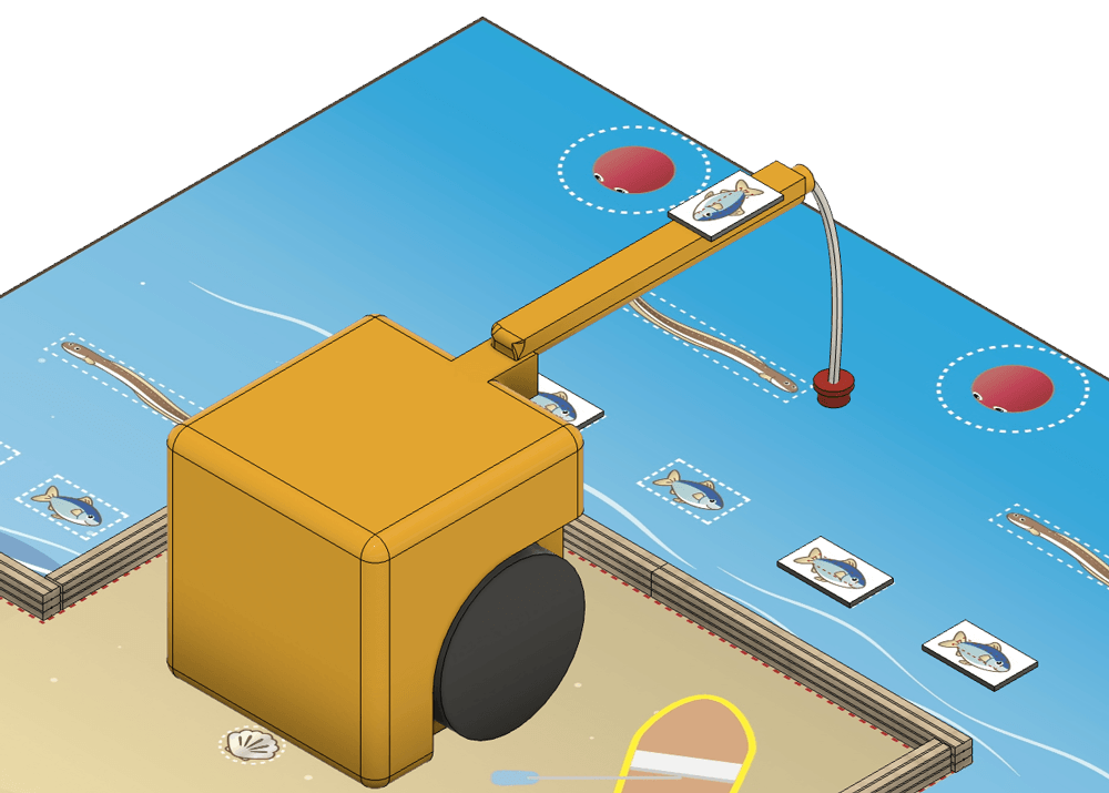 海ゾーンの上空にあるロボットに生きもの（魚）がふれている図14-2